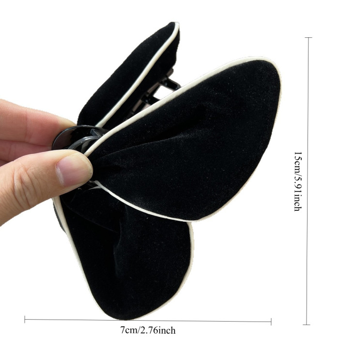 1pc Winter-Spring New Year French-Style Elegant Soft Fur Hairpin - Soft Velvet Butterfly And Shark-Shaped Hairpins for Women As Gifts