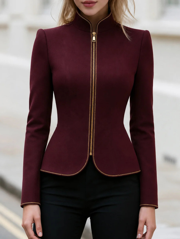 Women's White Thin Zipper Yoga Jacket | Slim Versatile Long Sleeve Top for Spring Summer Commute