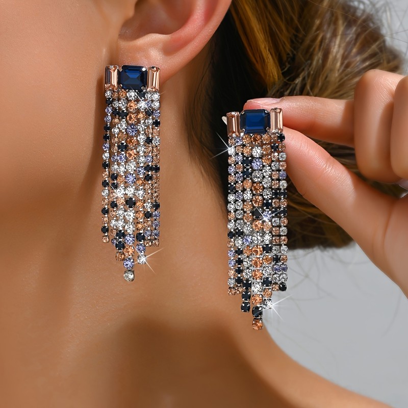Vintage Court Colored Glass Tassel Earrings, Luxury Party Jewelry