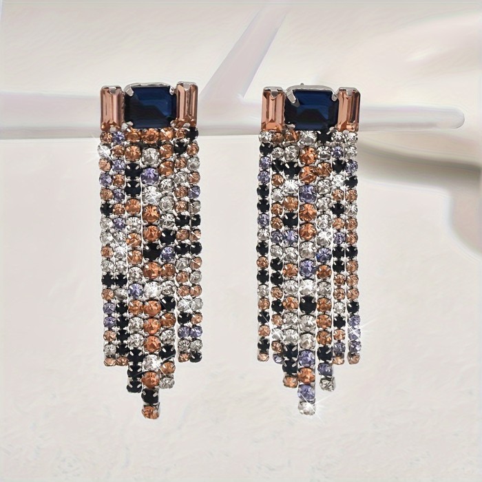 Vintage Court Colored Glass Tassel Earrings, Luxury Party Jewelry