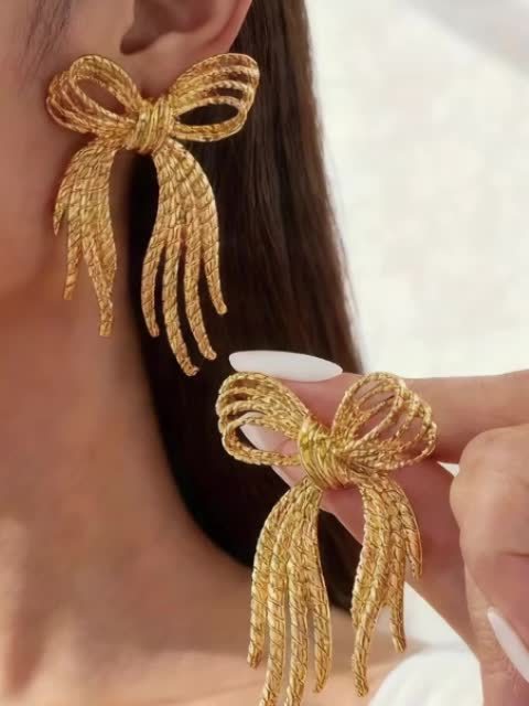 Twist Bow Earrings, Elegant Daily & Party Jewelry