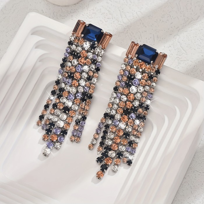 Vintage Court Colored Glass Tassel Earrings, Luxury Party Jewelry