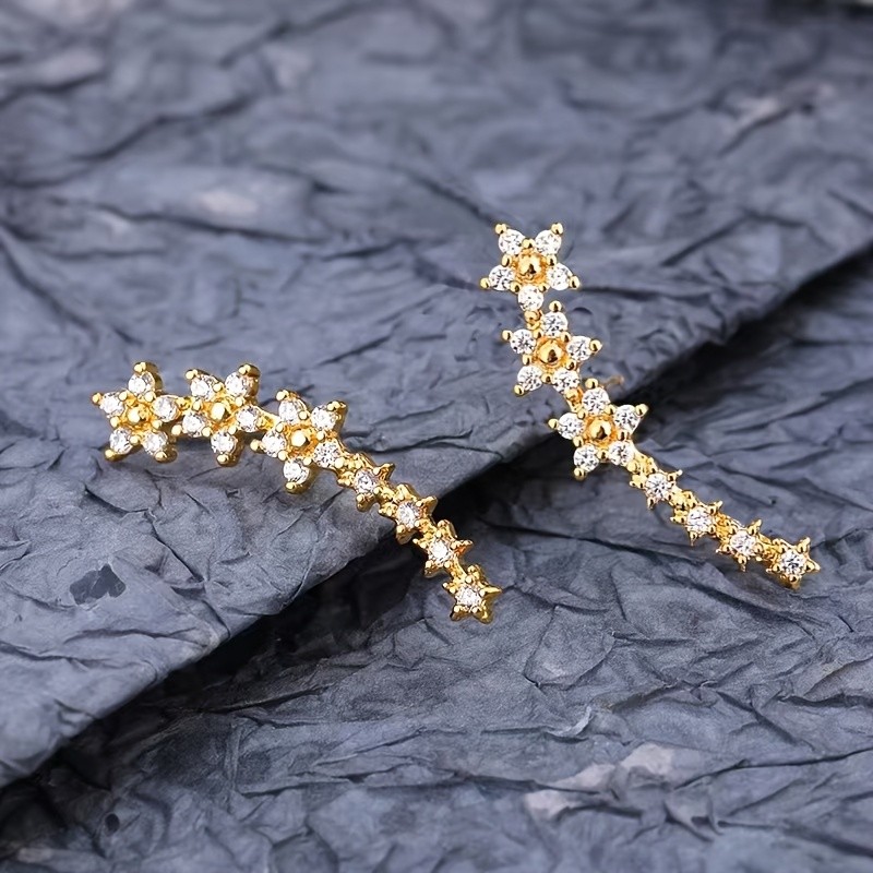 Sequin Floral Frame Stud Earrings, Hypoallergenic