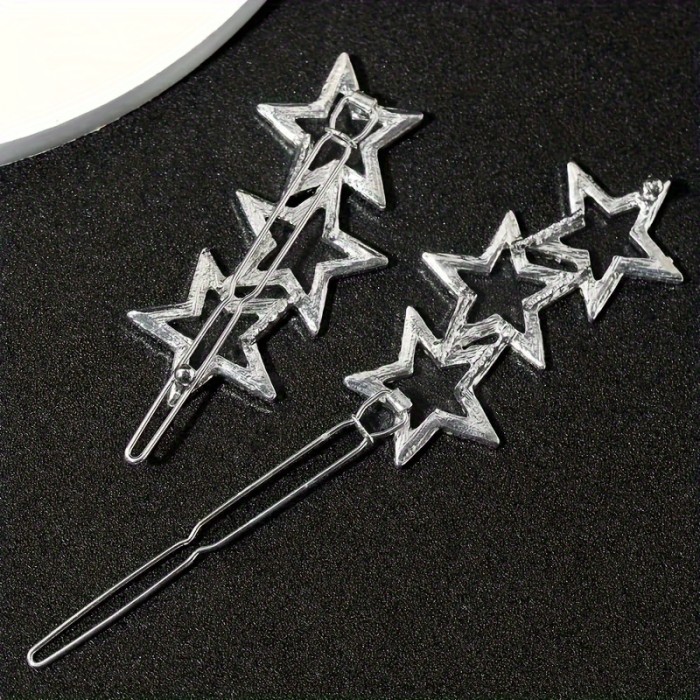 Sparkling Rhinestone Star Hair Clips