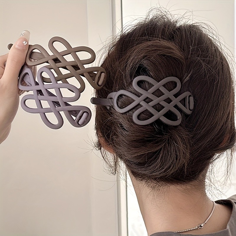 Minimalist Hair Clips, 4pcs Frosted Chinese Knot Twisted Barrettes