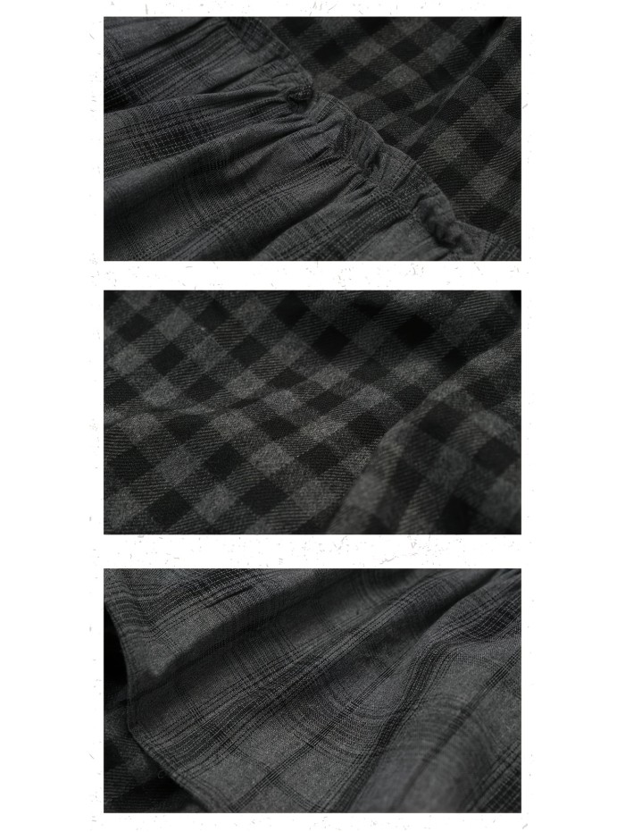 Retro Plaid Patchwork Tiered Cake Dress | Vintage A-Line Layered Long Dress for Fall Winter