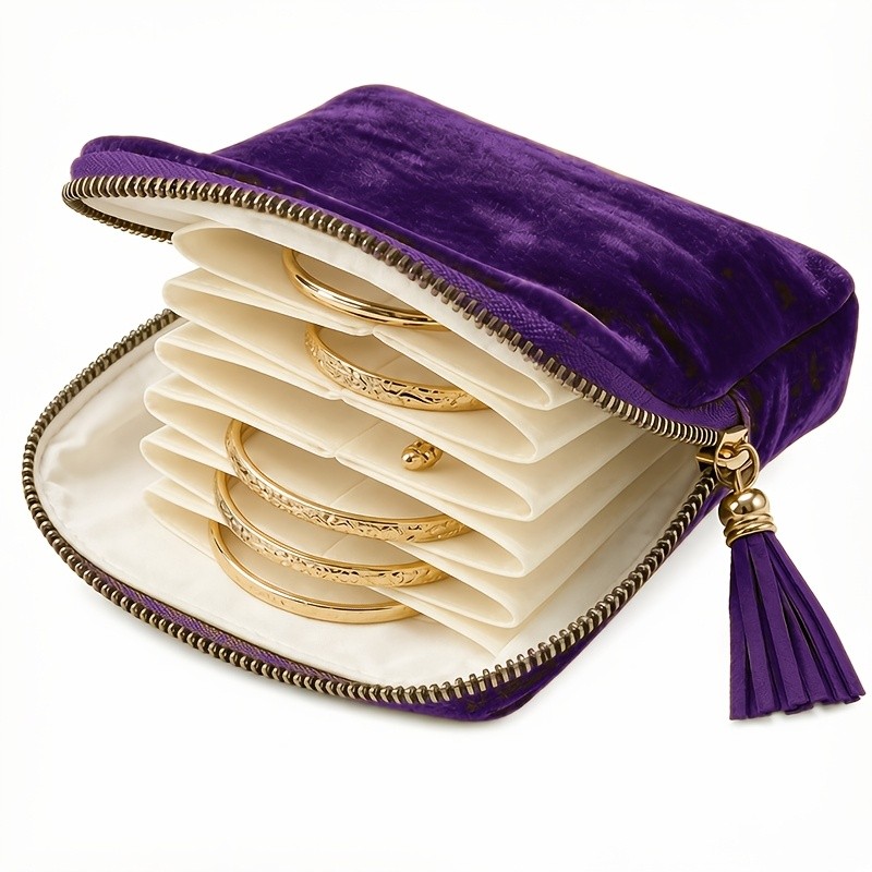 Velvet Travel Jewelry Storage Pouch, Portable Zippered Pocket, Dustproof Storage Bag for Rings, Earrings And Bracelets, Jewelry Roll, Jewelry Rolls