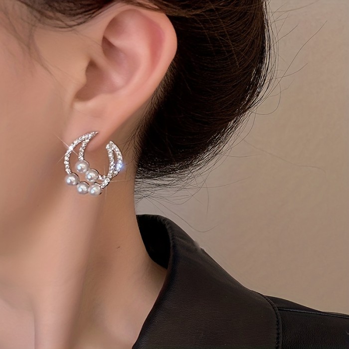 Elegant And Versatile Pearl And Rhinestone Earrings