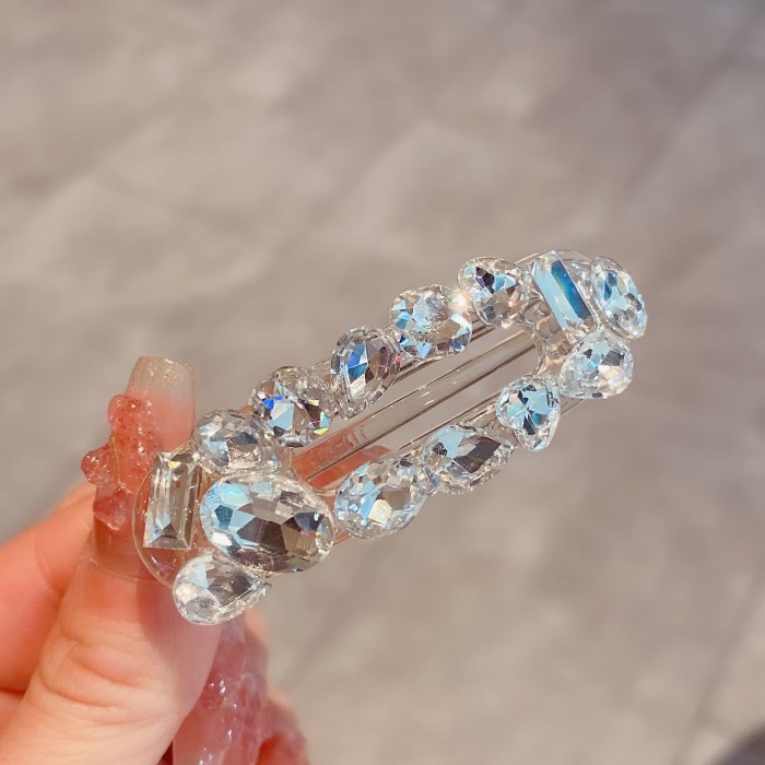 2pcs A super shiny rhinestone transparent white elegant retro crystal hair clip with a sweet scent