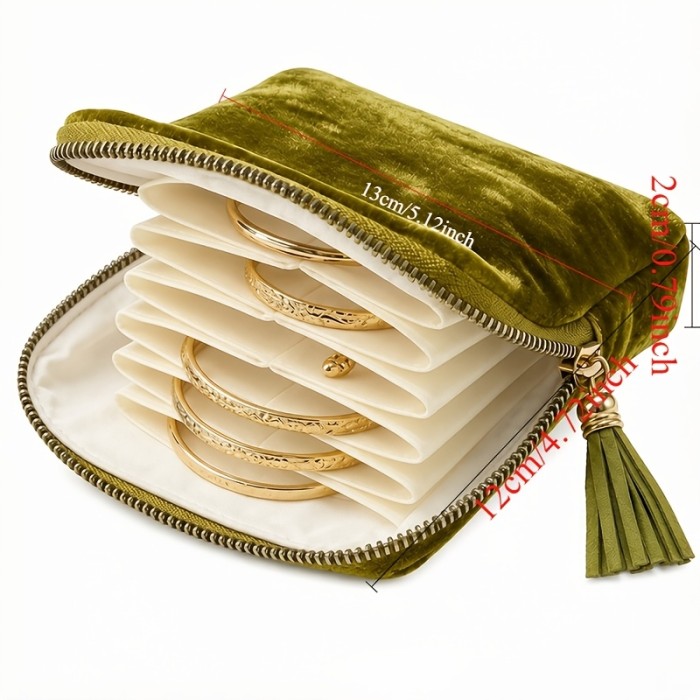 Velvet Travel Jewelry Storage Pouch, Portable Zippered Pocket, Dustproof Storage Bag for Rings, Earrings And Bracelets, Jewelry Roll, Jewelry Rolls