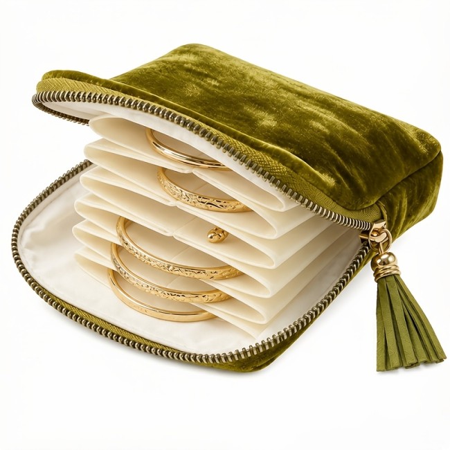 Velvet Travel Jewelry Storage Pouch, Portable Zippered Pocket, Dustproof Storage Bag for Rings, Earrings And Bracelets, Jewelry Roll, Jewelry Rolls