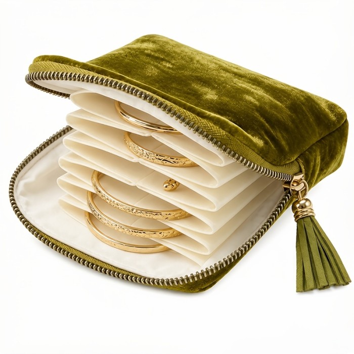 Velvet Travel Jewelry Storage Pouch, Portable Zippered Pocket, Dustproof Storage Bag for Rings, Earrings And Bracelets, Jewelry Roll, Jewelry Rolls