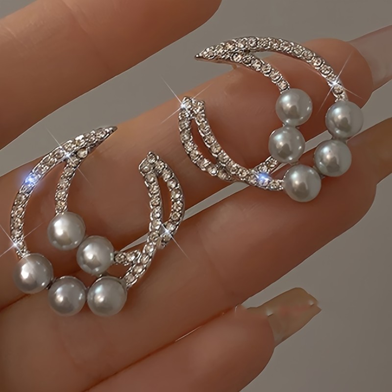Elegant And Versatile Pearl And Rhinestone Earrings