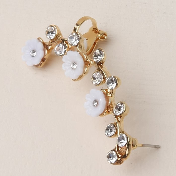 1pc, European and American Style Floral Daisy Ear Cuff\u002FClip-On Earring, Elf Ear Jewelry for Women