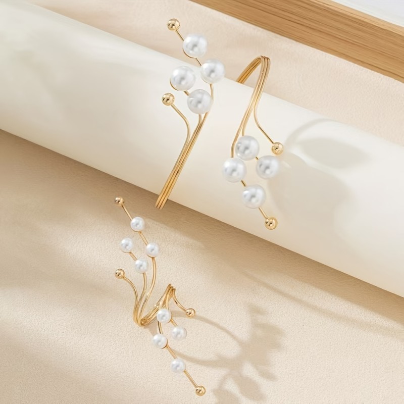 Gem One Set of Fashionable Simple Irregular Pattern Dot Open Adjustable Bracelet Ring Women's Jewelry Set Banquet Wear Gift
