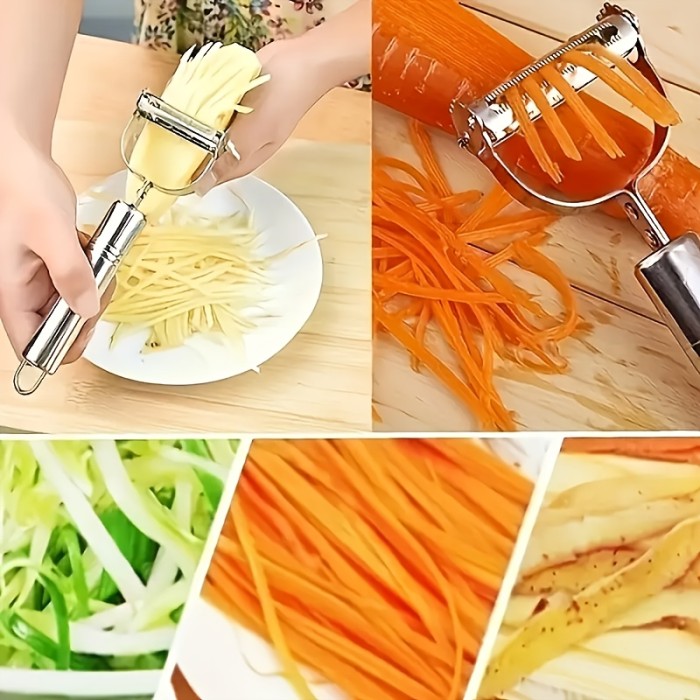 Thanksgiving, Christmas 1pc Stainless Steel Peeler, Universal Kitchen Vegetable Peeler and Julienne Slicer, Multi-Function Potato Peeler, Fruit & Vegetable Shredder, Manual Food Processor for Thanksgiving, Christmas, Essential Kitchen Gadget