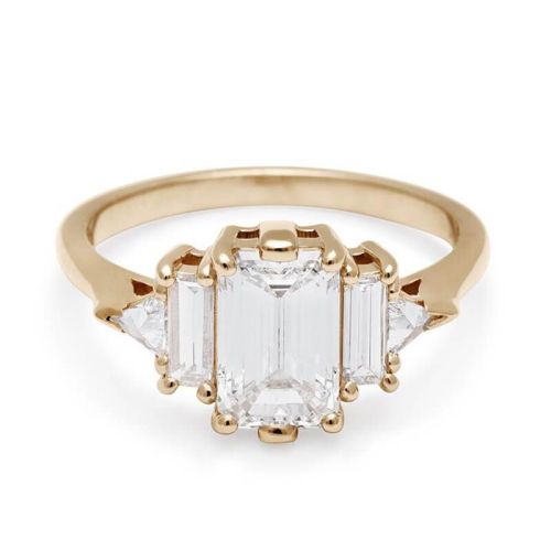 Five Stone Emerald Cut Engagement Ring