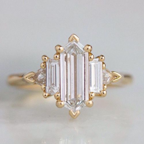 Five Stone Baguette Cut Hex Engagement Ring