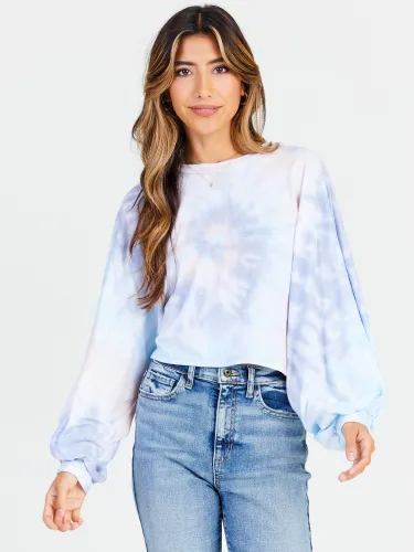 Tie Dye Balloon Sleeve Top