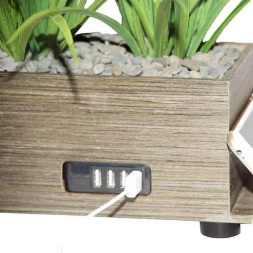 4 Port - Taupe USB Grass Charging Station | Artificial Grass Plants Decor