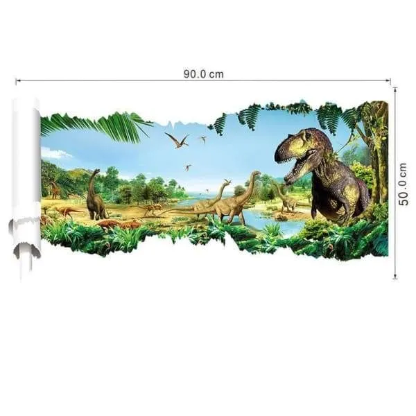 Cartoon 3d Vivid Broken Dinosaur Wall Decals