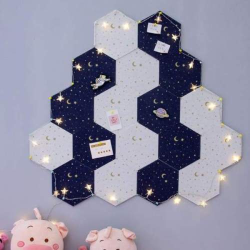 3D Hexagon Moon Star Felt Board Pin Board | DIY Art Wall Decoration