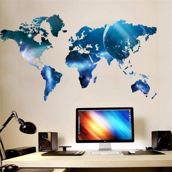 Colorful World Map Wall Stickers for kids rooms