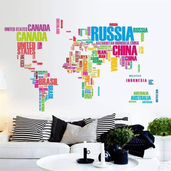 Colorful World Map Wall Stickers for kids rooms