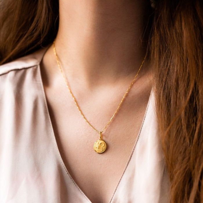 Sterling Silver Horoscope Pendant Necklace with Figaro Chain