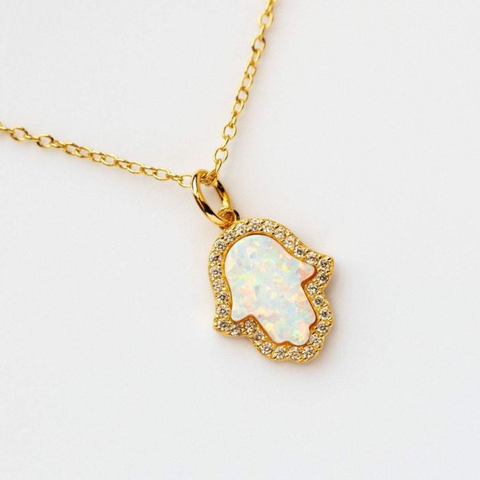 Hamsa Opal Necklace