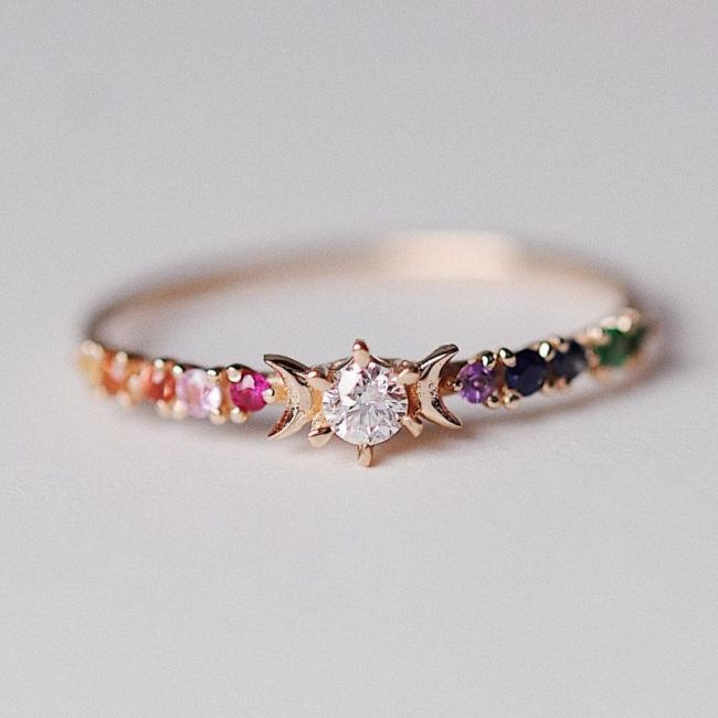 Sterling Silver Rainbow Stardust Ring