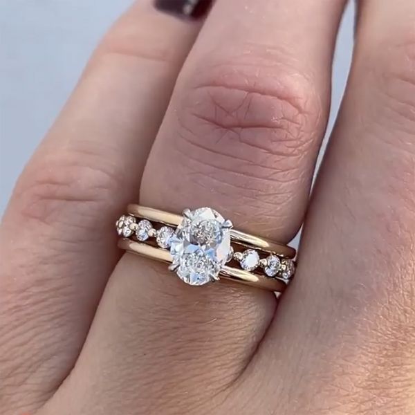Two Tone Oval Cut Bridal Set