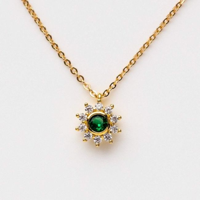 Green Sunflower Necklace