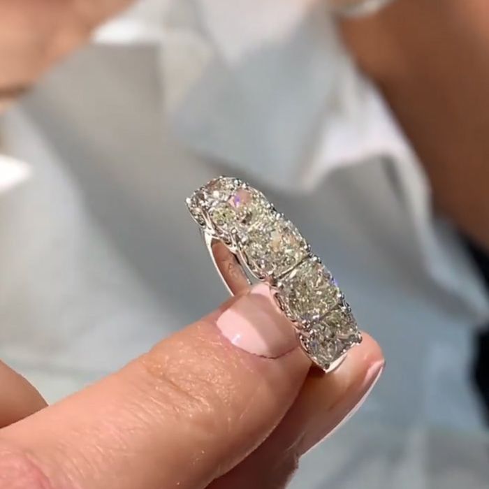 Cushion Cut Half Eternity Band