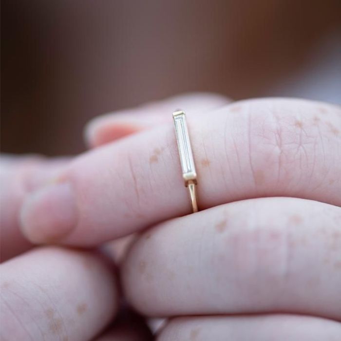 Long Baguette Solitaire Ring