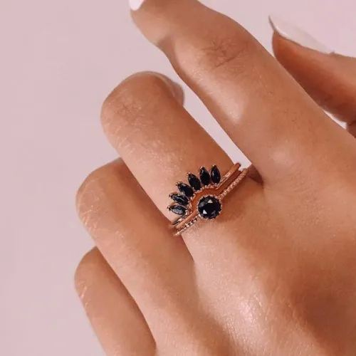 Rose Golden Black Bridal Set