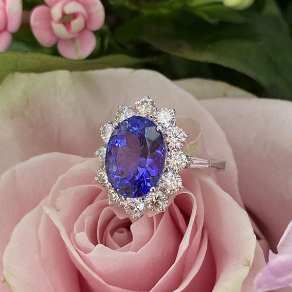 Halo Oval Cut Purple Engagement Ring