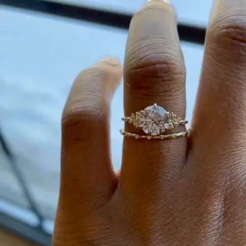 Golden Round Cut Bridal Set