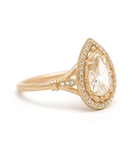 Halo Pear Cut Engagement Ring