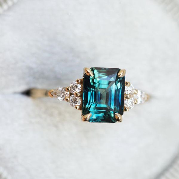 Golden Radiant Cut Engagement Ring