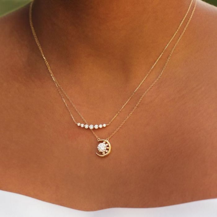 Golden Round Cut Necklace