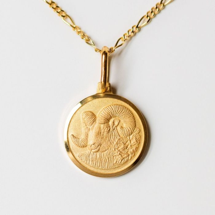 Sterling Silver Horoscope Pendant Necklace with Figaro Chain