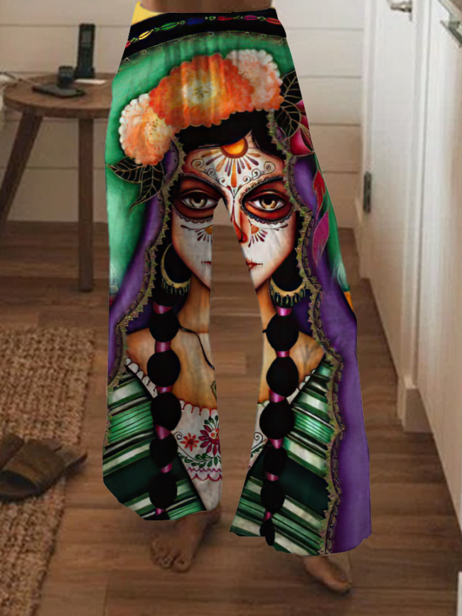 Punk Longevity Flower Skull Fashion Pants