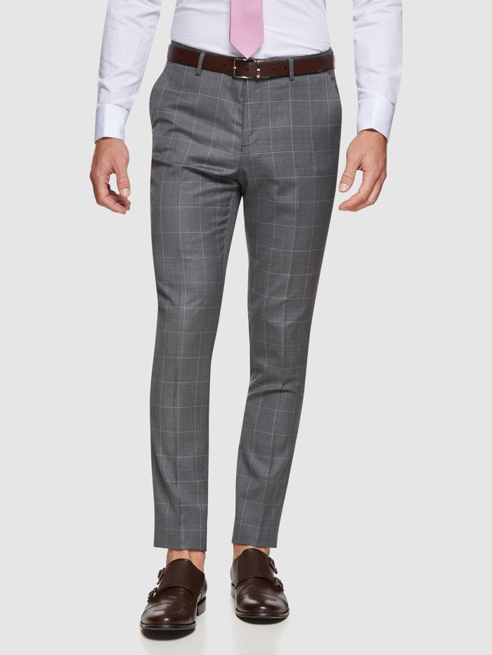 BYRON WOOL STRETCH CHECKED TROUSERS