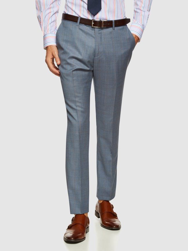 HOPKINS WOOL STRETCH CHECK TROUSERS