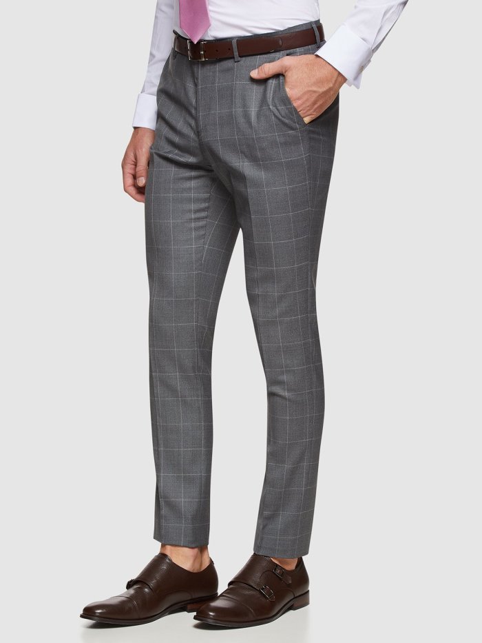 BYRON WOOL STRETCH CHECKED TROUSERS