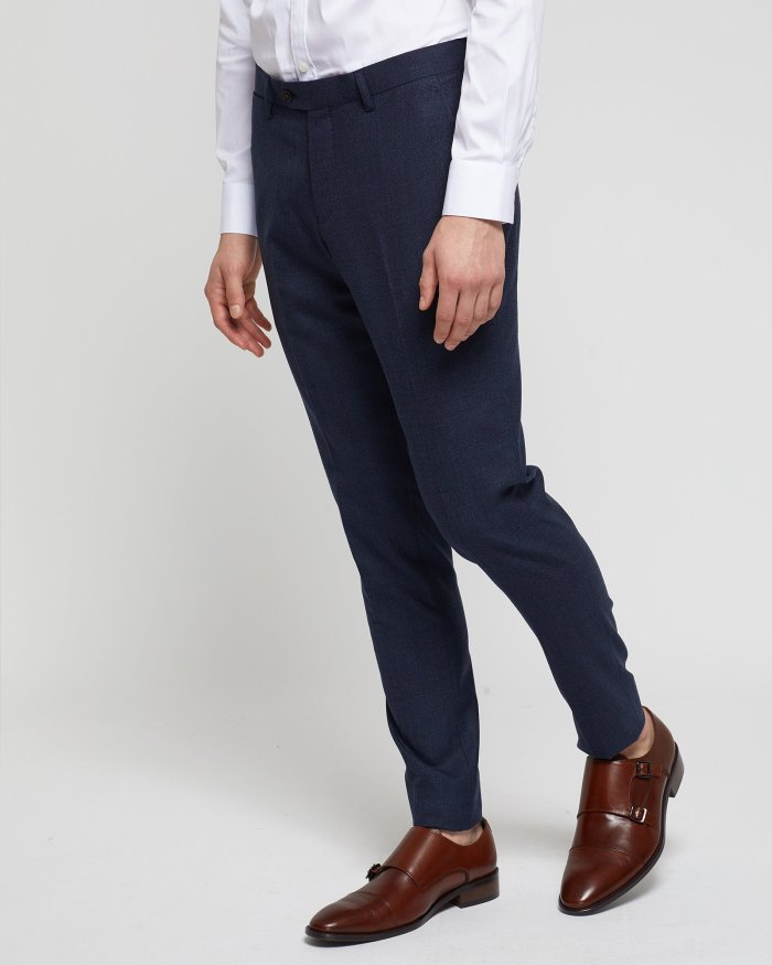 BYRON WOOL STRETCH CHECKED TROUSERS