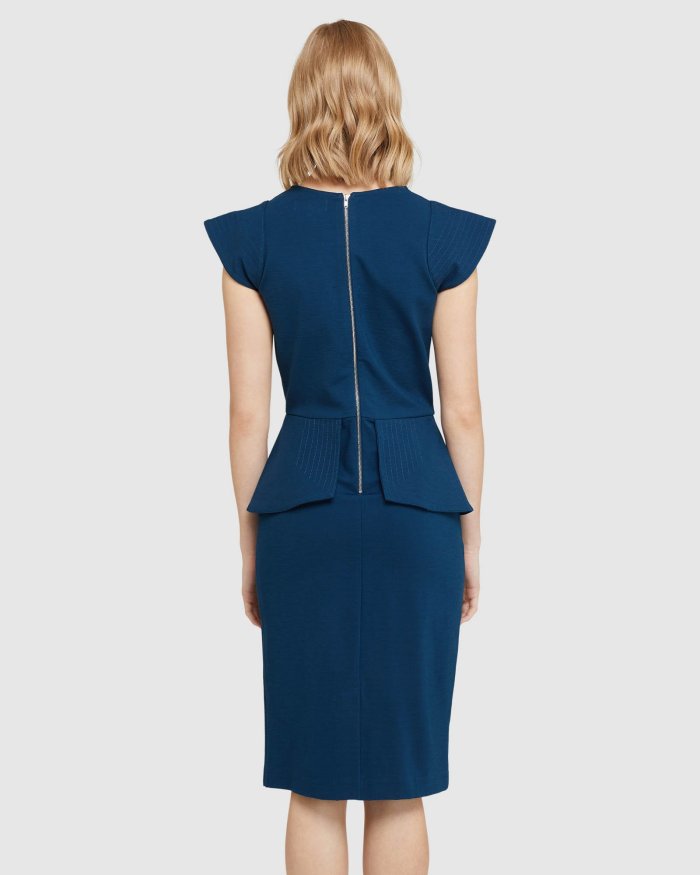 BELLA PEPLUM PONTI DRESS