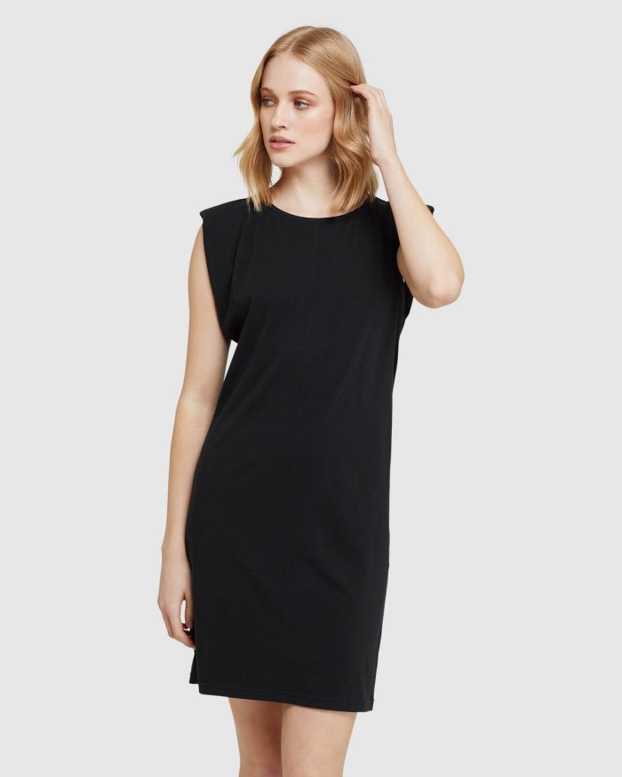 ELODIE JERSEY DRESS W/SHOULDER PADS