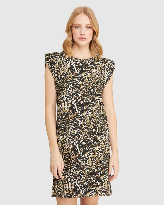 ELODIE ANIMAL PRINTED JERSEY DRESS